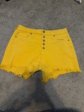 Universal Thread Yellow High-Rise Button-Fly Jean Shorts